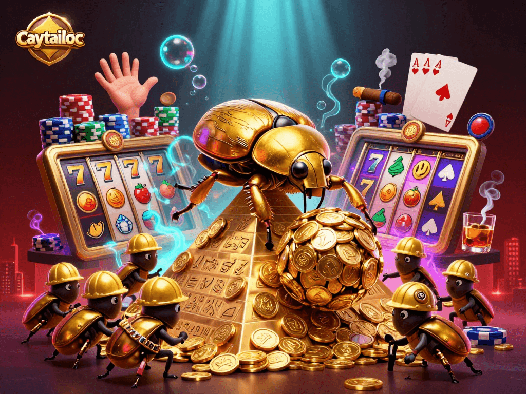 Engage in winning strategies with caytailoc's exciting slot game featuring golden beetle adventures.