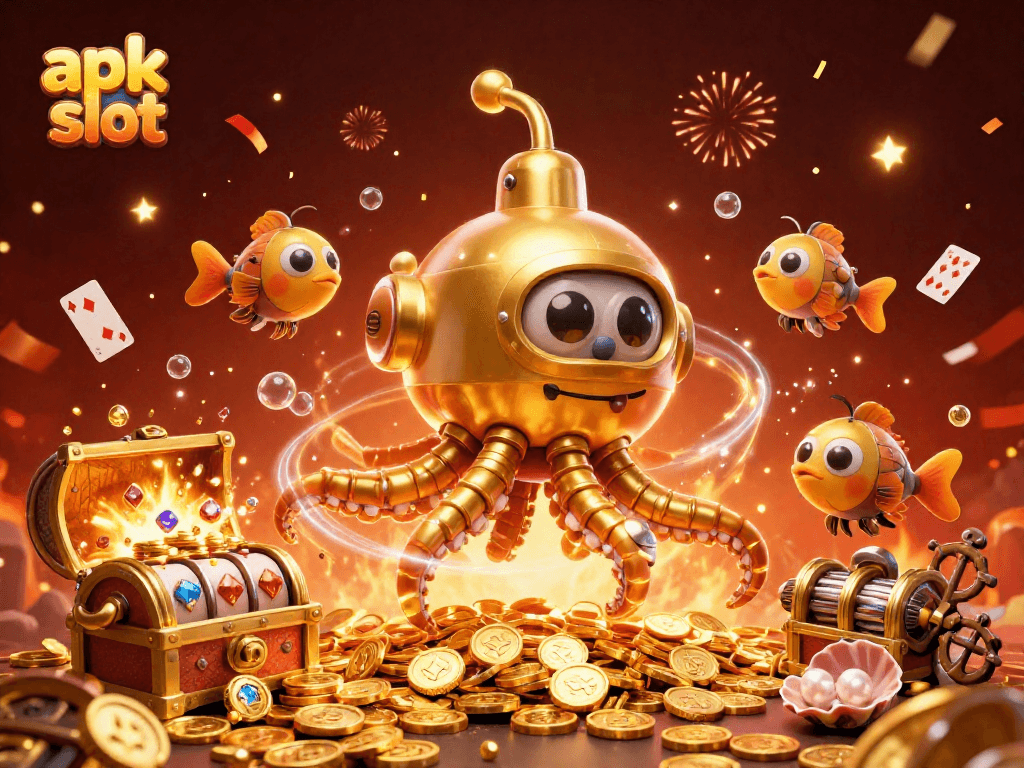 Melihat permainan apk slot dengan jackpot dan suasana menakjubkan di bawah lautan.