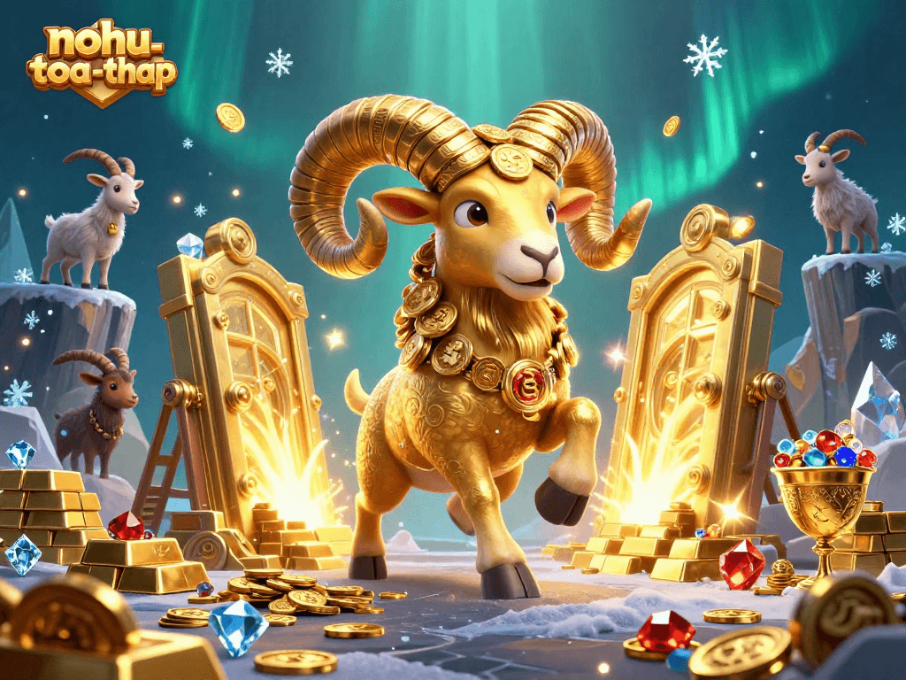 Engage with the exciting world of nohu-toa-thap, a thrilling casino game featuring a golden ram and treasure elements.