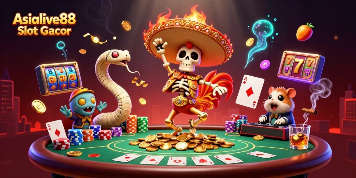 Experience excitement with Asialive88 Slot Gacor featuring characters celebrating on a vibrant casino scene.