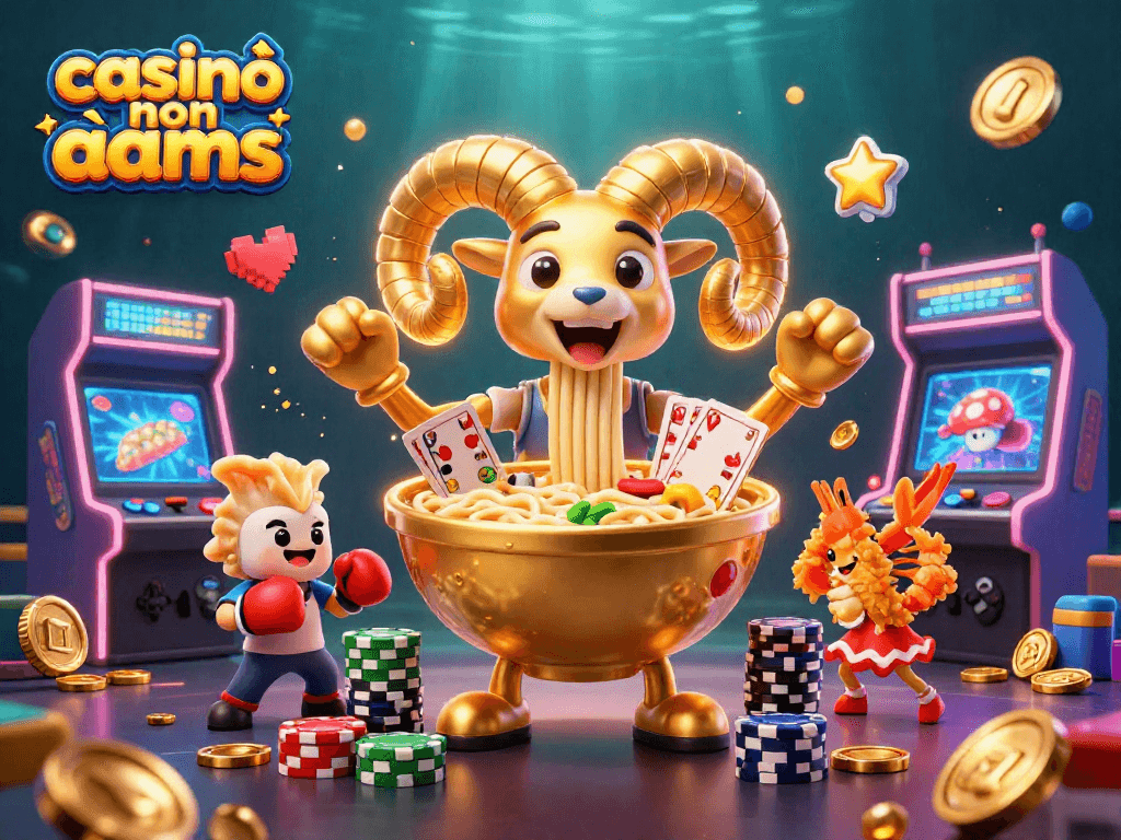 Gioco e divertimento con casinò non aams: scena vivace di personaggi 3D e elementi di gioco.