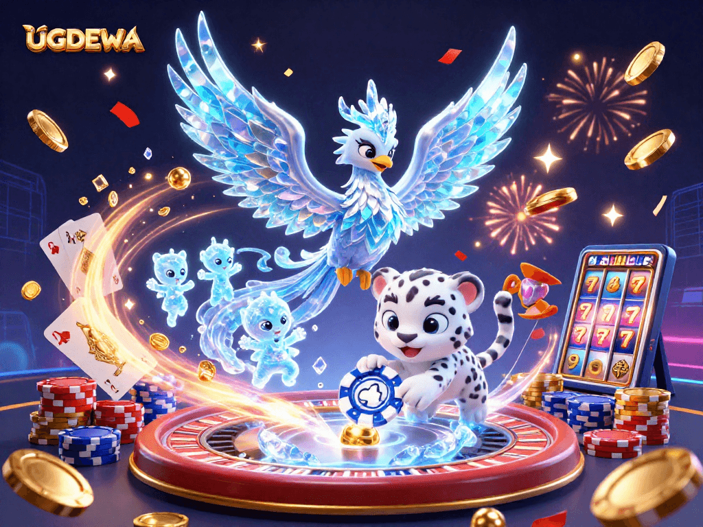 Engage with exciting gaming experiences at UGDEWA, featuring vibrant casino elements and characters.
