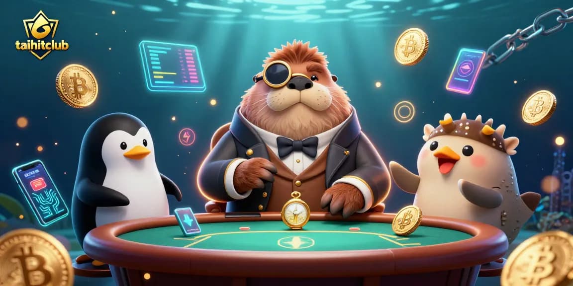 Experience the underwater poker excitement at taihitclub with a jolly walrus and diverse players.