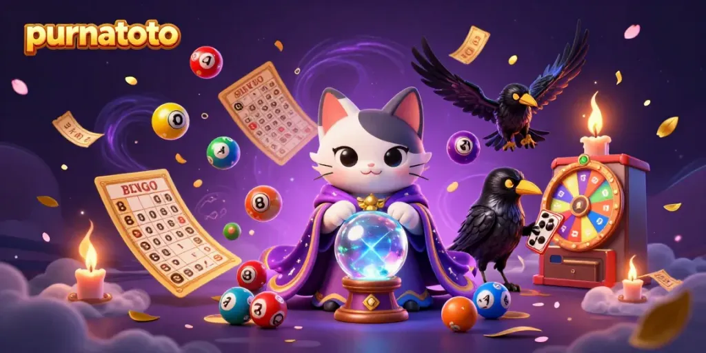 Menangkan jackpot di purnatoto dengan ilustrasi ikonik game slot dengan kucing mistis dan burung raven.