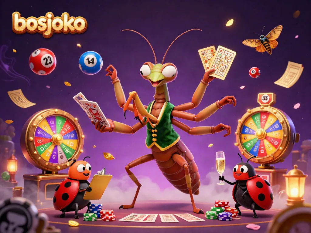 Experience thrilling moments at bosjoko as vibrant lottery balls bounce around a lively casino scene.