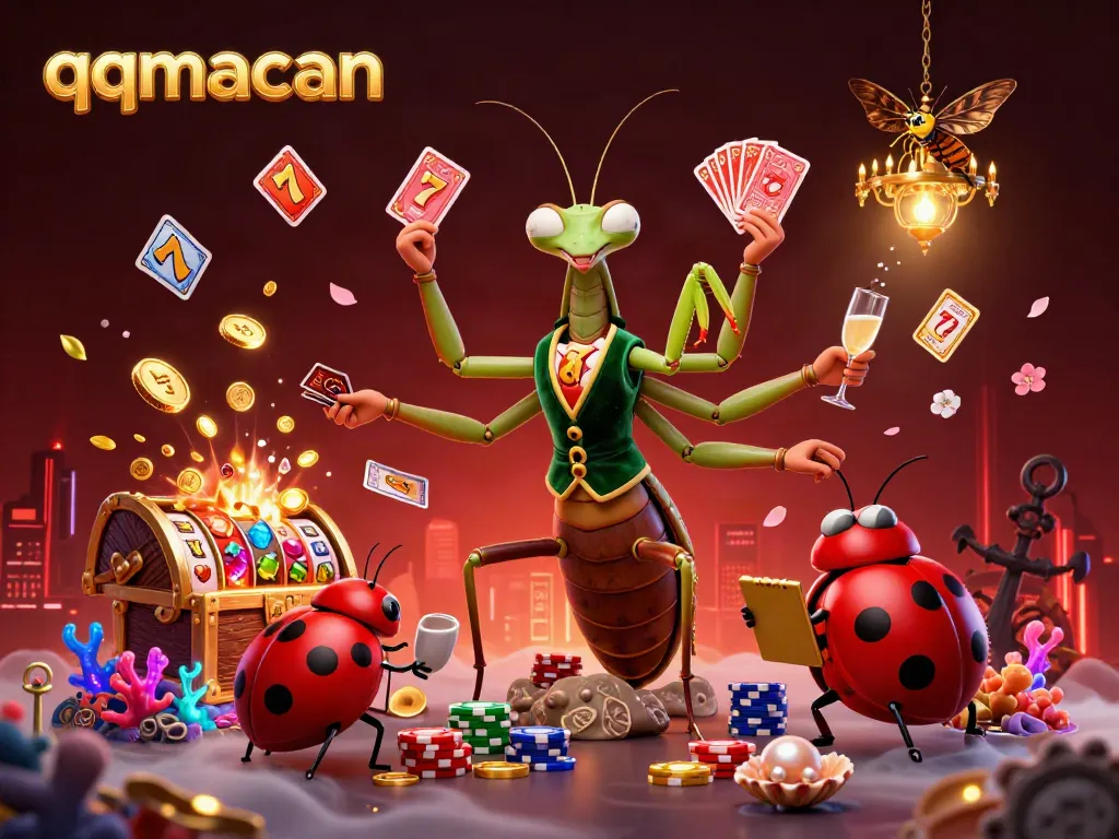 Experience exciting gameplay with qqmacan's vibrant casino scene featuring animated characters and dynamic game elements.