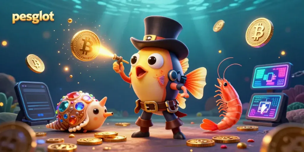 Engage with pesgslot's thrilling underwater adventure featuring vibrant characters and crypto elements.