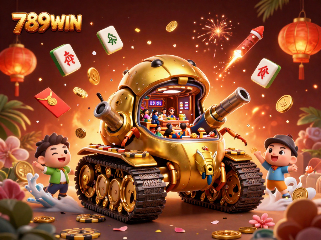 Win big at 789WIN in a vibrant 3D casino scene filled with excitement and treasures.