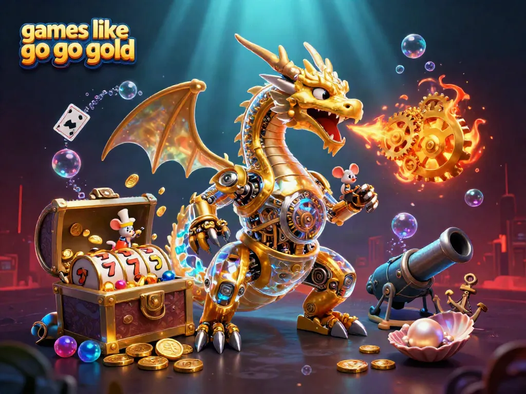 Experience games like go go gold with a vibrant 3D casino scene filled with exciting game elements.