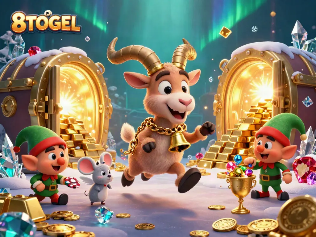 Experience thrilling gameplay at 8TOGEL, where festive characters create an exciting casino atmosphere.