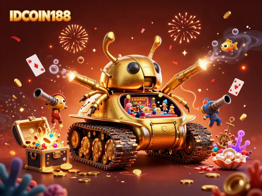 Experience the thrill of IDCOIN188 with a captivating 3D casino scene full of vibrancy and fun.