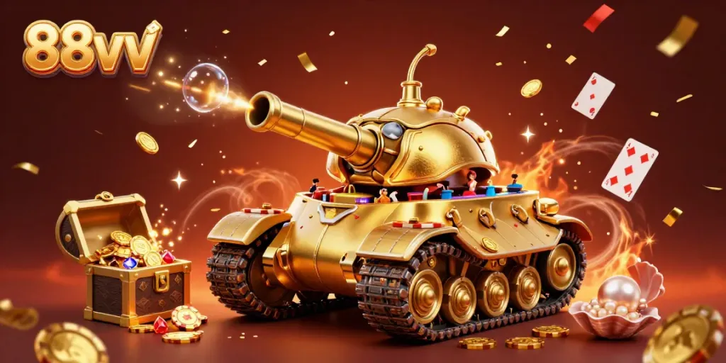 Experience thrilling gameplay at 88vv with a vibrant 3D casino scene filled with excitement.