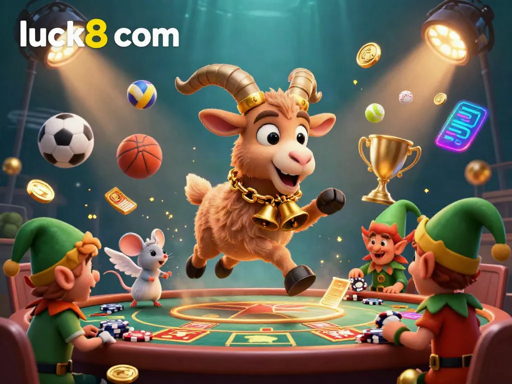 Experience the thrilling excitement of luck8 com in a vibrant holiday-themed casino scene filled with festive characters and dynamic game elements.