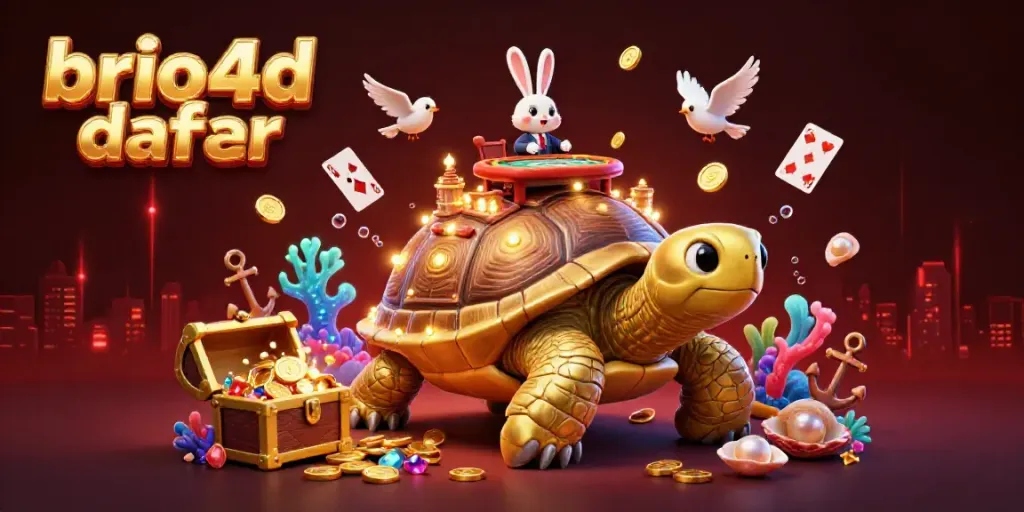 Engage with brio4d daftar and enjoy the vibrant 3D casino scene filled with treasures and a rabbit dealer.