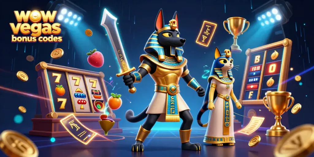 Win with WOW Vegas bonus codes as Anubis and Bastet explore dynamic slots and jackpots.