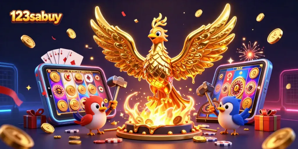Spin the reels and win with 123sabuy's dazzling golden phoenix and rich casino gameplay.
