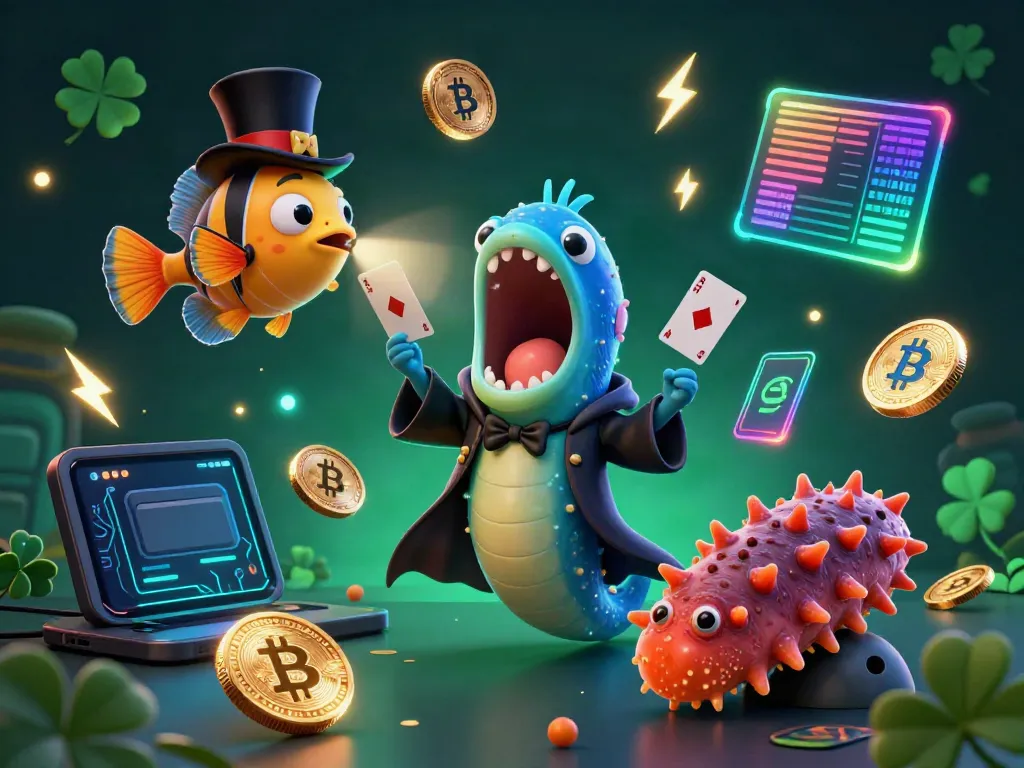Engage in dooball action as the gulper eel dazzles with card tricks amidst vibrant crypto themes.