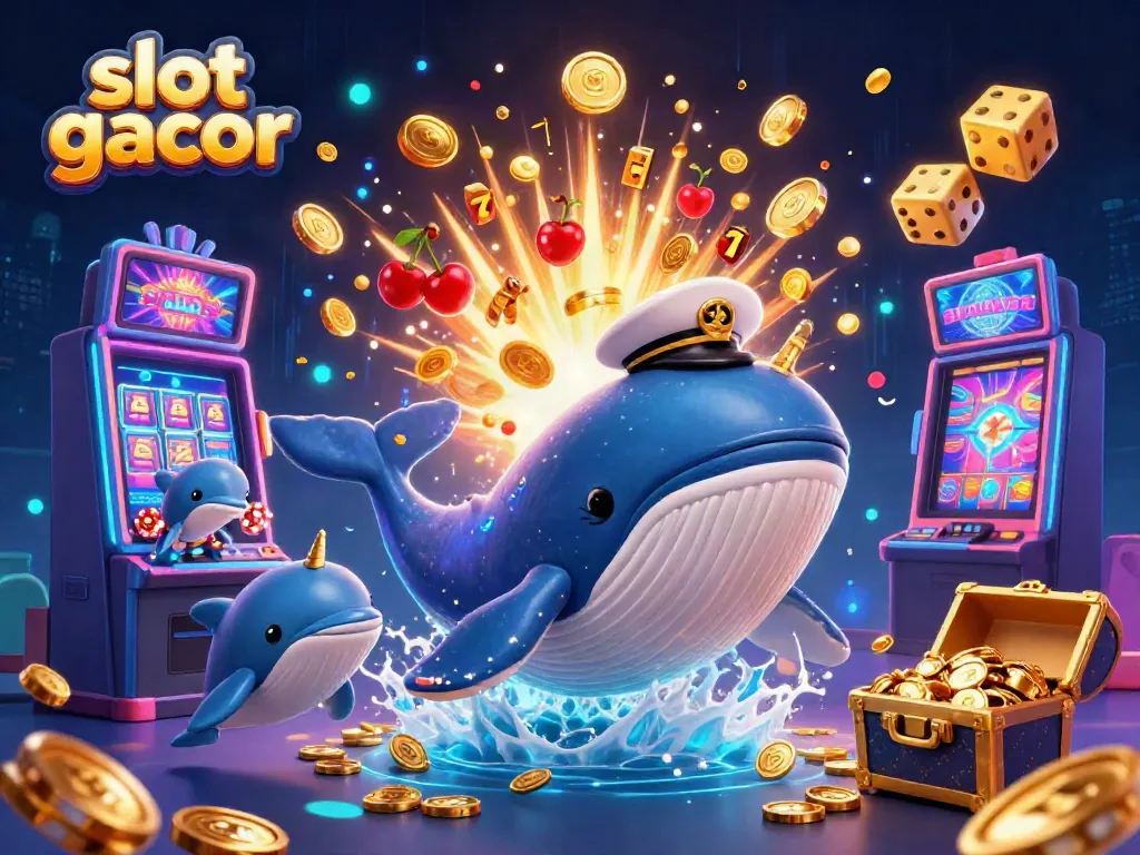 Engaging slot gacor scene with playful characters and casino elements overflowing with excitement.