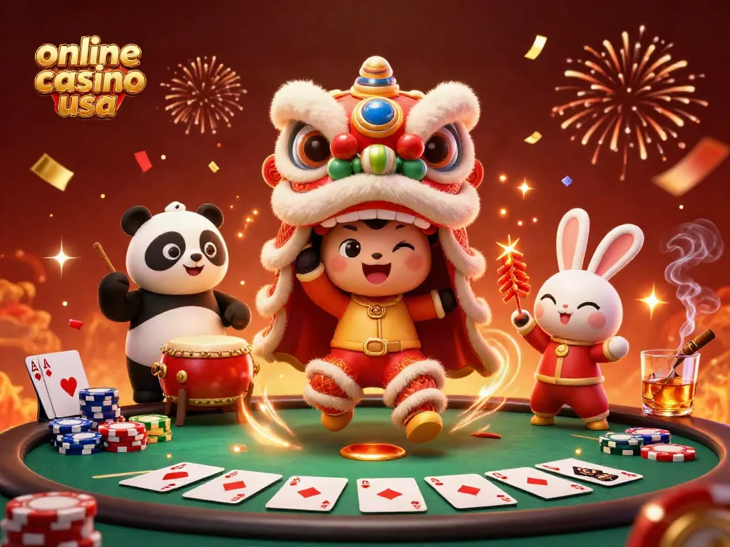 Join the excitement in an online casino usa scene featuring festive characters and vibrant game elements.