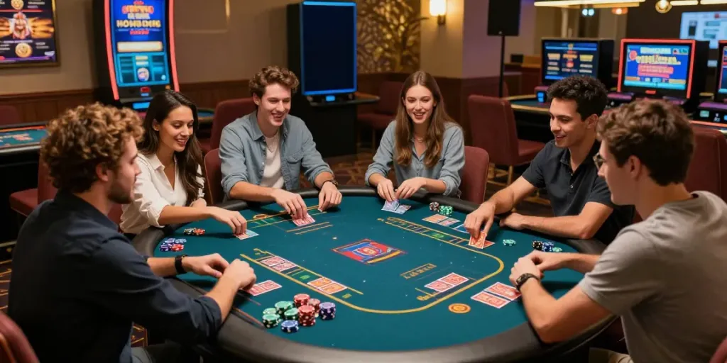 Erleben Sie spannende Spiele im Ica Casino Österreich mit Freunden an einem Spieltisch.