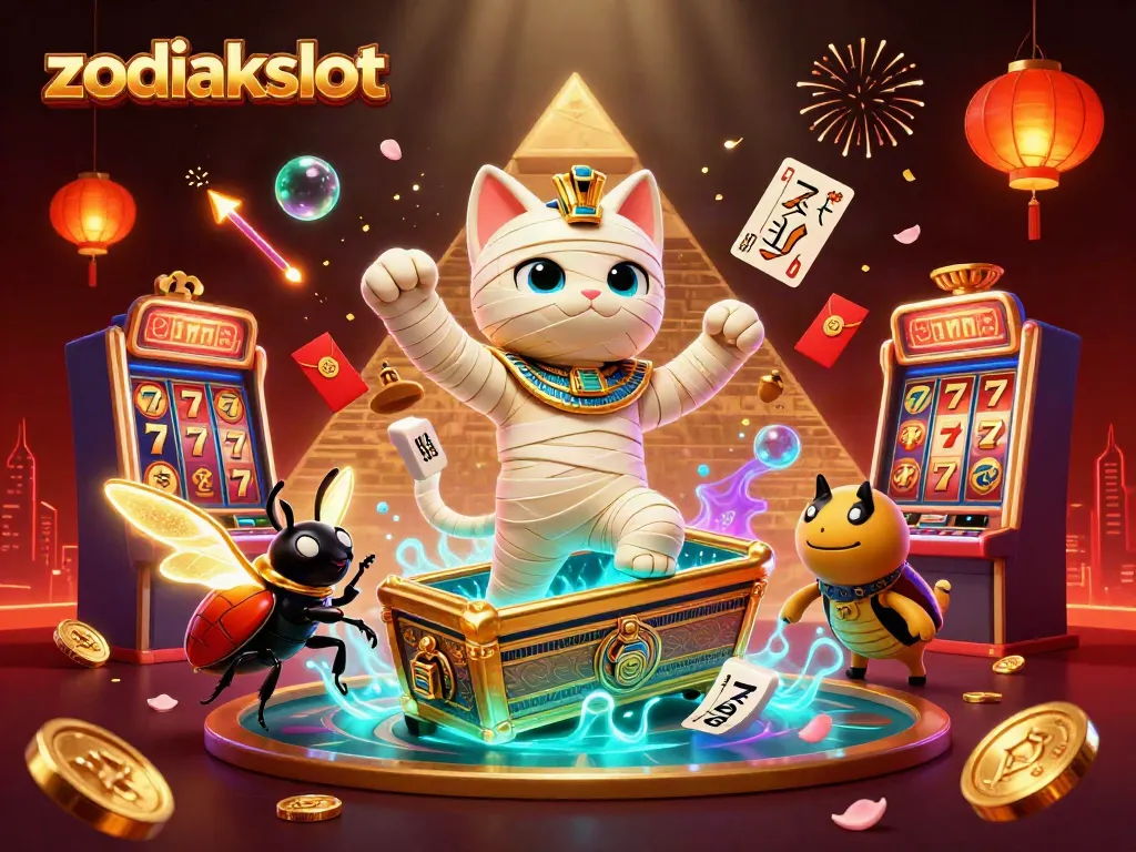 Gamer zodiakslot meraih kemenangan dalam suasana kasino yang ceria dengan slot dan simbol keberuntungan.