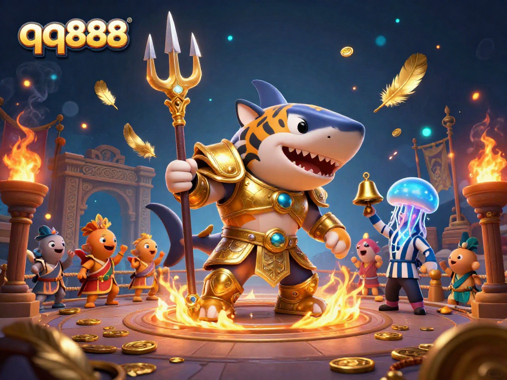 Experience thrilling action with qq888 in a vibrant underwater colosseum scene, engaging in high-stakes gaming.
