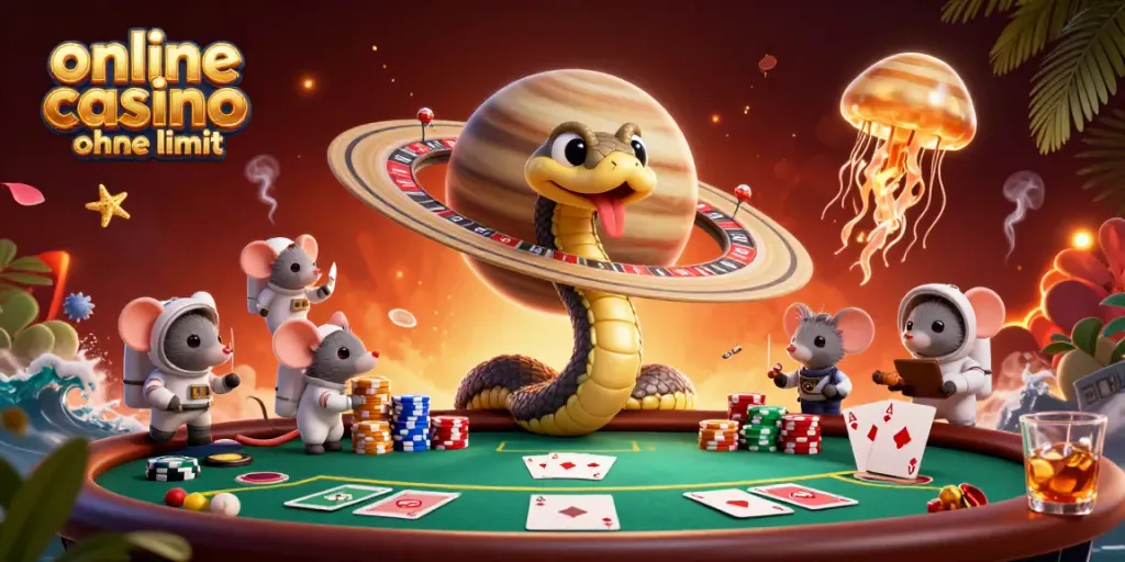 Engage with the online casino ohne limit scene featuring adventurous astronaut mice betting around a cosmic roulette wheel.