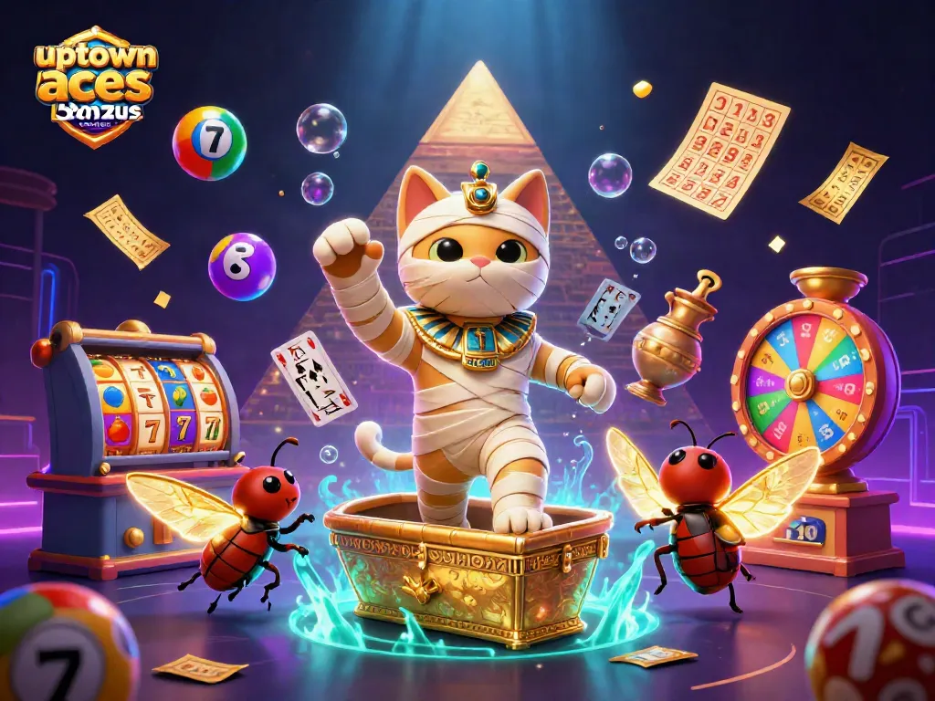 Engage with uptown aces bonus codes through a vibrant 3D casino scene with unique characters and elements.