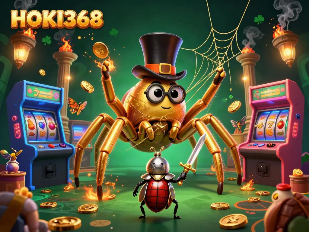 Experience thrilling jackpots at HOKI368 with buzzing arcade game elements and a vibrant casino atmosphere.