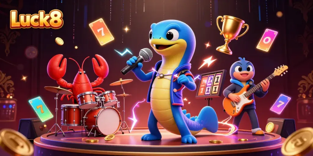 Experience the excitement of Luck8 with vibrant casino characters and dynamic gaming elements.