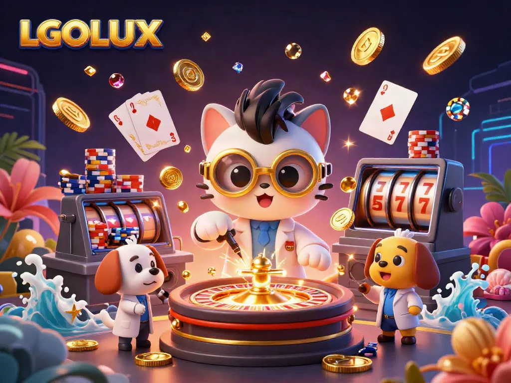 Engage in thrilling gaming on LGOLUX with golden coins cascading and a fun atmosphere filled with excitement.
