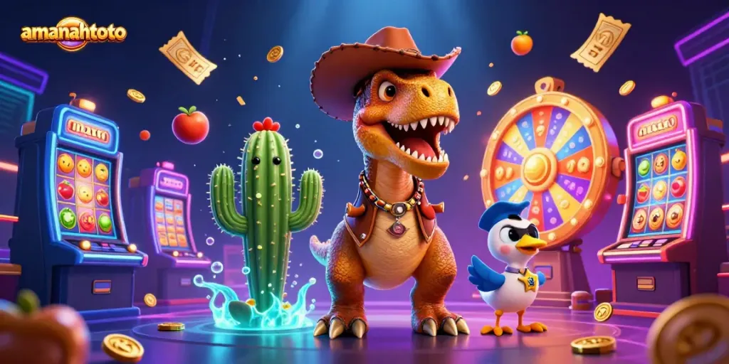 Rasakan keseruan bermain slot di AMANAHTOTO dengan karakter lucu dan elemen permainan yang menarik.
