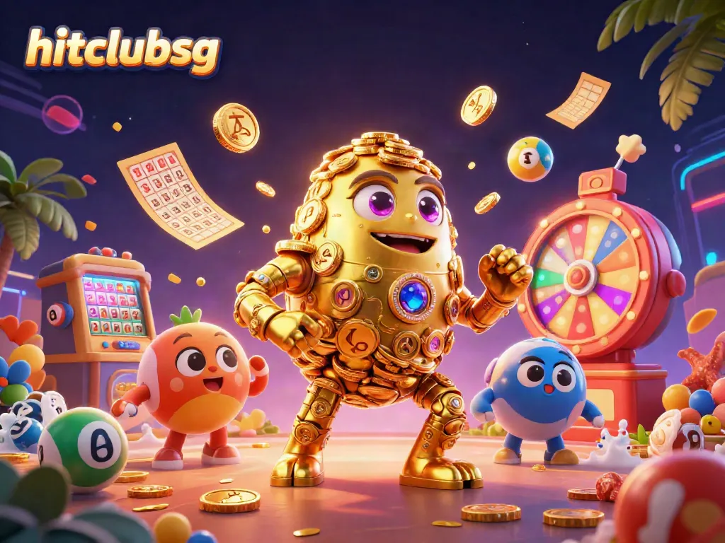 Experience dynamic gaming with hitclubsg's vibrant ancient golden golem and gaming elements.