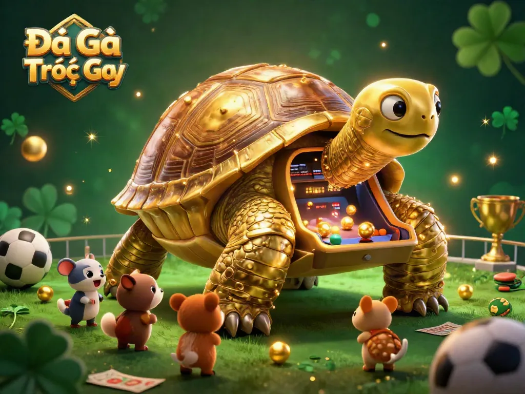 Experience thrilling Đá Gà Trực Tiếp action with a vibrant 3D scene of a colossal tortoise pinball machine.