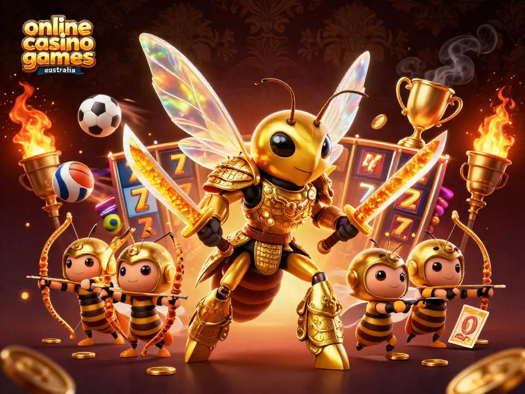 Experience the thrill of online casino games in Australia with immersive visuals of a dynamic casino scene.
