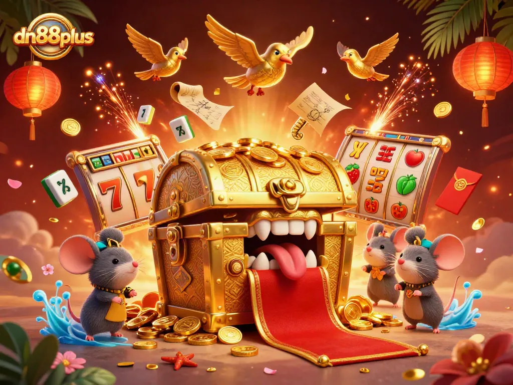 Engage in thrilling adventures at dn88plus with golden treasure chests and dynamic casino elements.
