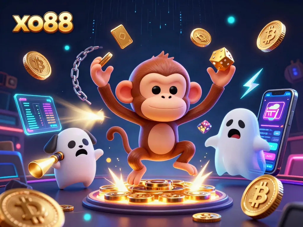 Experience thrilling gaming with xo88 in this vibrant haunted casino scene.
