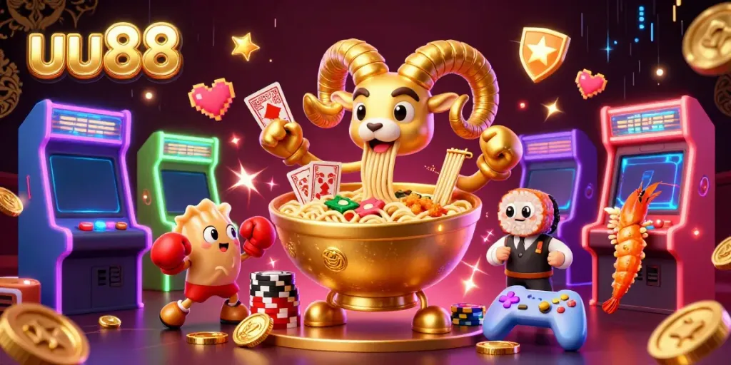 Experience thrilling gameplay at uu88 with a vibrant 3D cartoon casino scene showcasing our fun characters and game elements.
