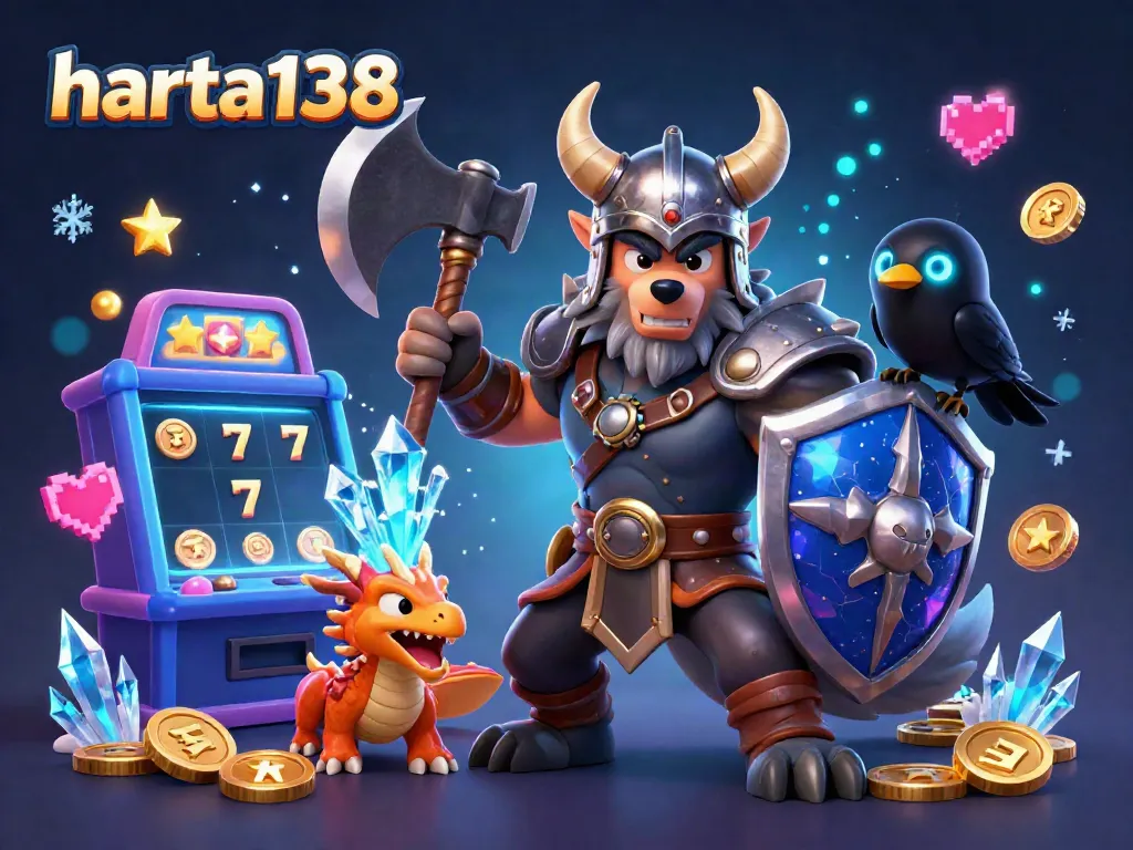 Penggandaan kemenangan dengan harta138 dan slot jackpot dalam ilustrasi kasino 3D.