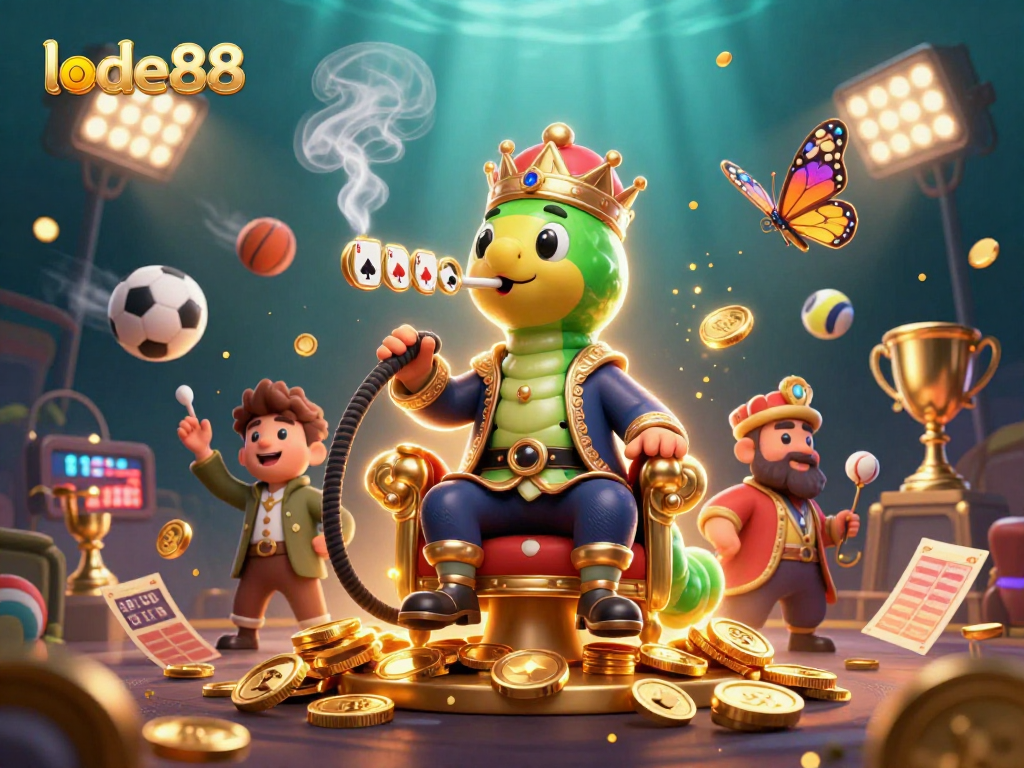 Experience the thrill of lode88 with captivating gaming symbols and characters embodying the casino spirit.