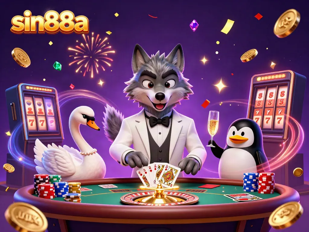 Experience thrilling baccarat action with sin88a as the elegant wolf and swan present excitement!